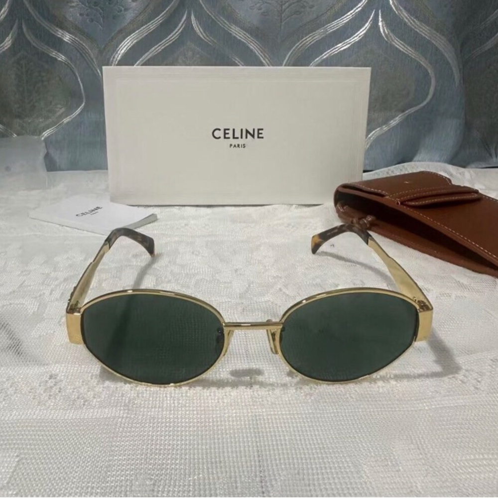 Celine Gold Frames with Dark Green Lenses